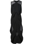 Micol Ragni Asymmetric Mesh Panel Dress, Women's, Size: Medium, Black, Polyester/viscose