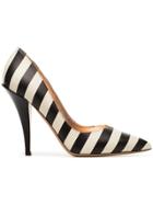 Valentino Black And Beige Heart 110 Stripe Leather Pumps