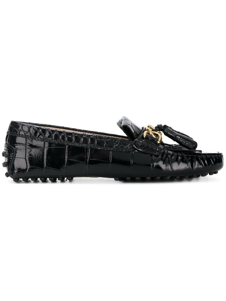 Tod's Crocodile Loafers - Black
