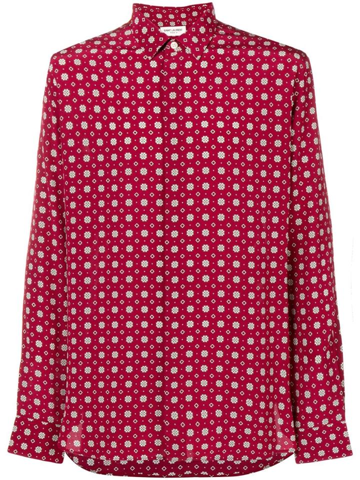 Saint Laurent Printed Longsleeved Shirt - Red