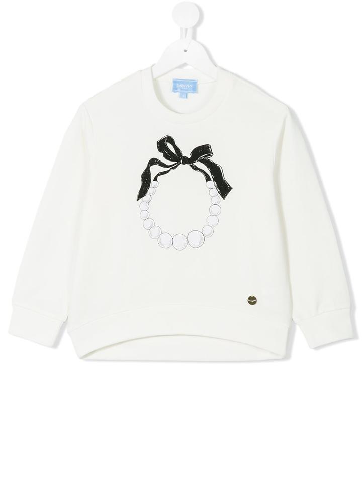 Lanvin Petite - Necklace Print Sweatshirt - Kids - Cotton/spandex/elastane - 12 Yrs, White