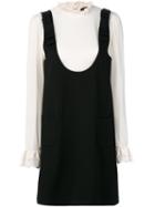 Twin-set - Contrast Short Dress - Women - Polyamide/viscose/elastolefin - 44, Black, Polyamide/viscose/elastolefin