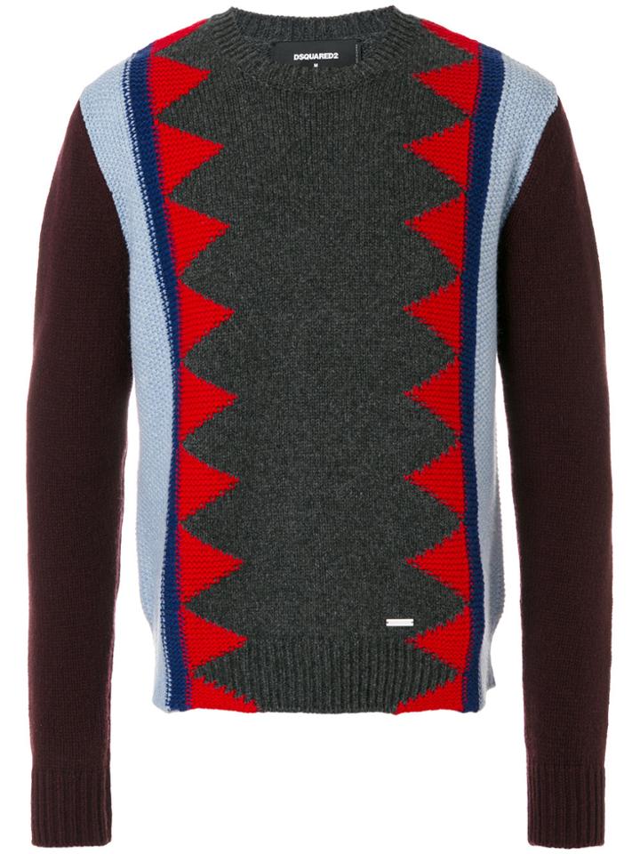 Dsquared2 Contrast Knit Patterned Sweater - Multicolour
