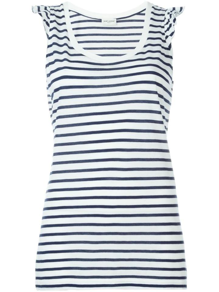 Saint Laurent Striped Tank Top, Women's, Size: Small, Blue, Cotton/modal
