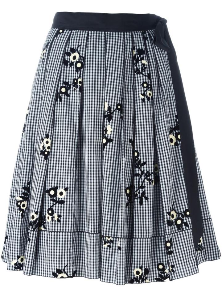 Marc Jacobs Floral Gingham Skirt, Women's, Size: 6, Black, Cotton/nylon