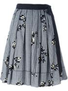Marc Jacobs Floral Gingham Skirt, Women's, Size: 6, Black, Cotton/nylon