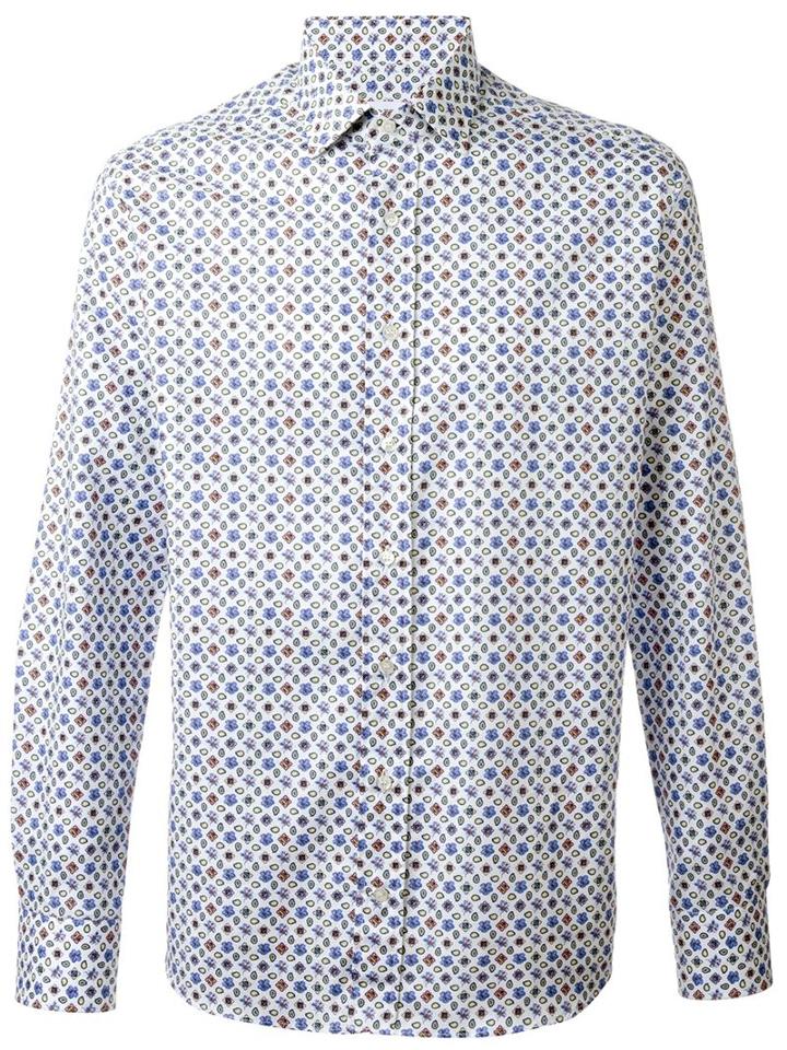 Etro Micro Print Shirt, Men's, Size: 44, Blue, Cotton