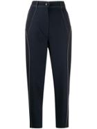 Sportmax Cropped Contrast-stitching Trousers - Blue