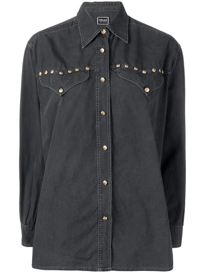 Versace Vintage Long-sleeve Buttoned Shirt - Black
