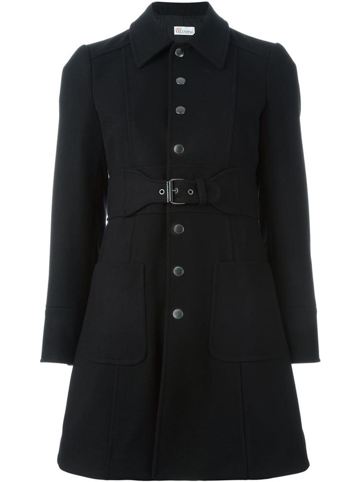 Red Valentino Single Breasted Coat, Women's, Size: 42, Black, Polyamide/polyester/acetate/wool