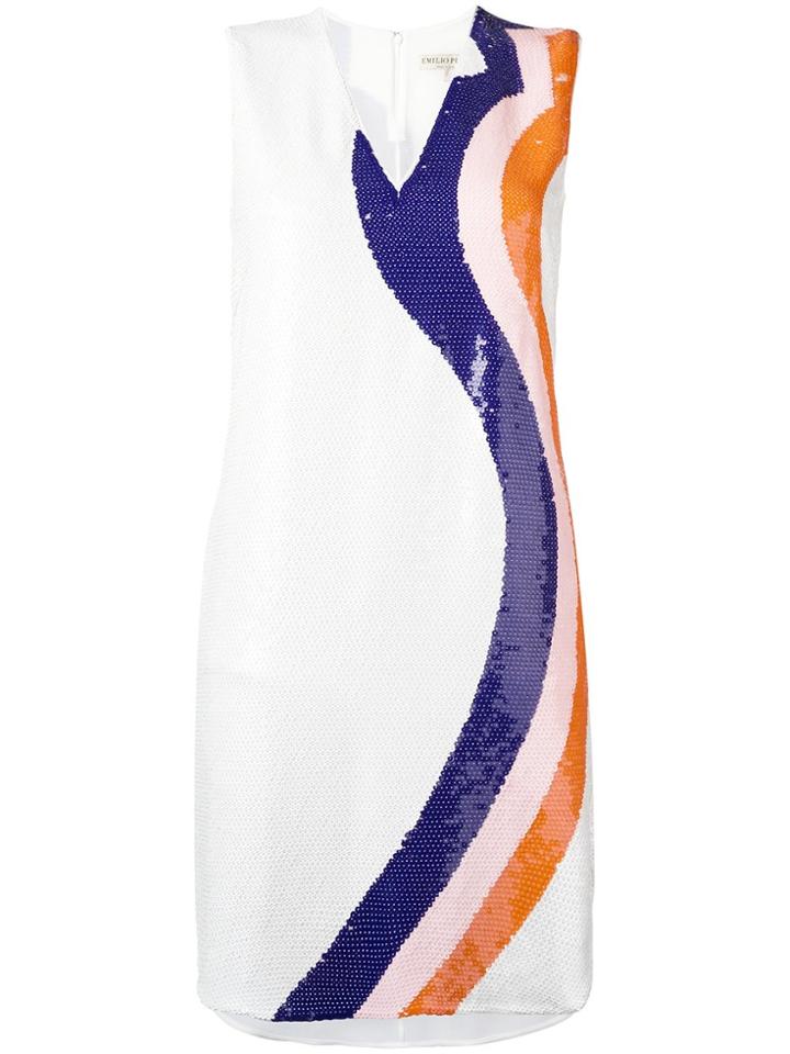 Emilio Pucci Colour Block Beaded Dress - White