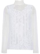Valentino High Neck Lace Top - White