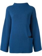 Stella Mccartney Oversize Cut Out Jumper, Women's, Size: 42, Blue, Silk/polyamide/spandex/elastane/virgin Wool
