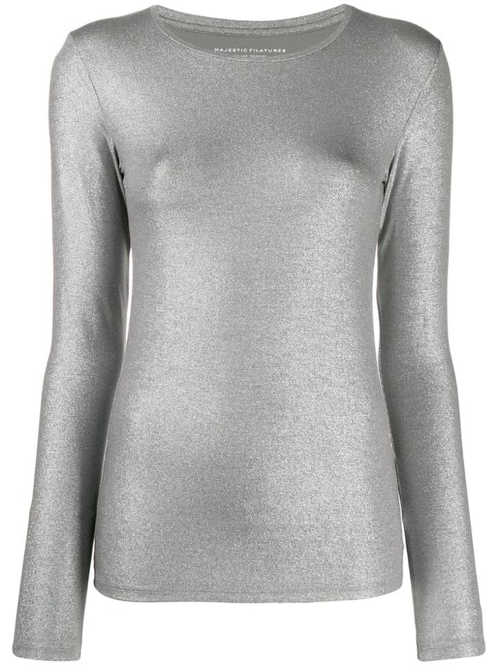 Majestic Filatures Glitter-effect Long Sleeve Top - Grey