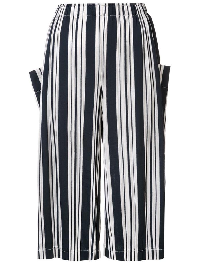 Pleats Please By Issey Miyake Striped Culottes, Women's, Size: 3, Nude/neutrals, Cotton/polyester