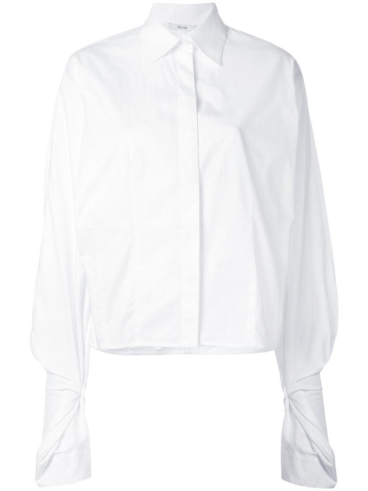 Céline Oversized Sleeve Shirt, Women's, Size: 36, White, Cotton