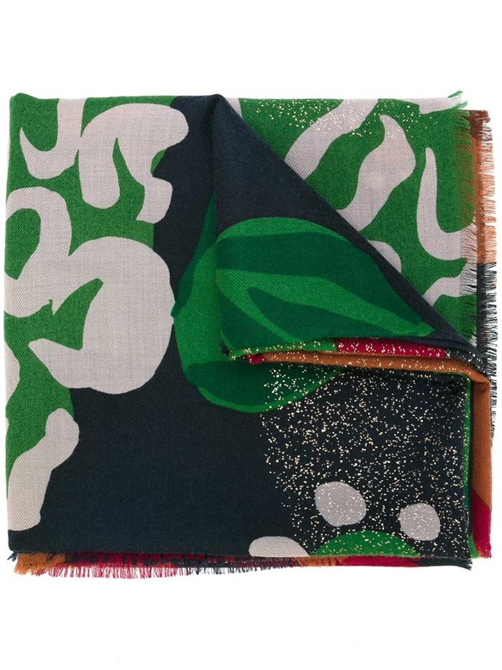 Burberry Printed Scarf, Women's, Blue, Cashmere