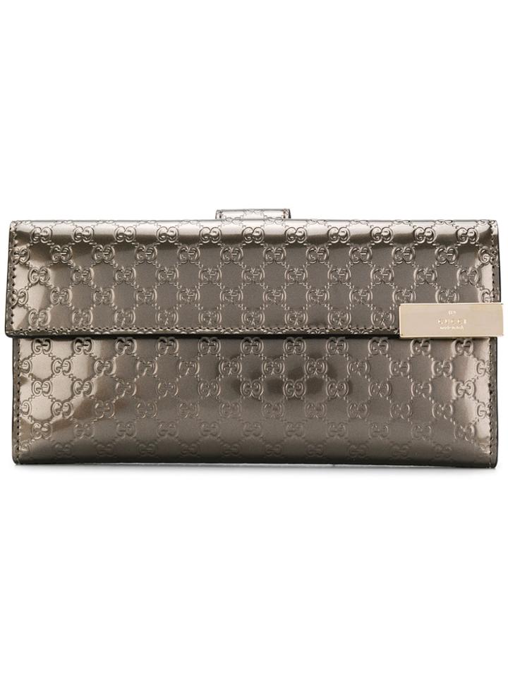 Gucci Logo Embossed Wallet - Metallic