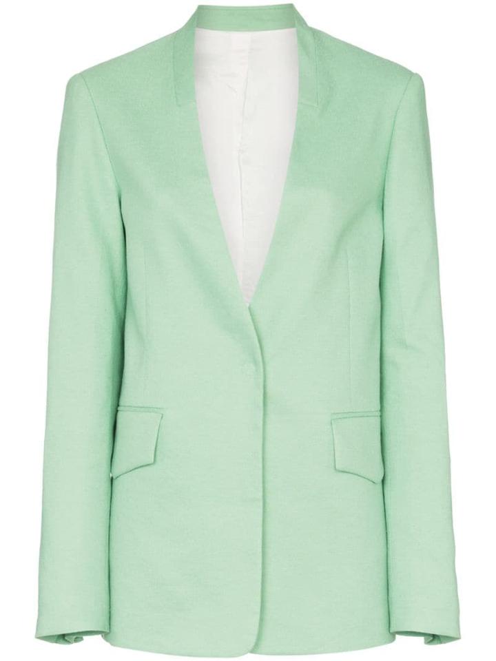 Joseph Barr Collarless Cotton-blend Blazer Jacket - Green