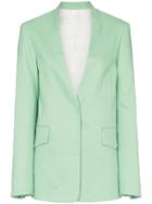 Joseph Barr Collarless Cotton-blend Blazer Jacket - Green