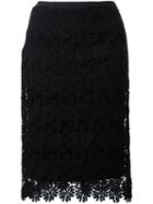 Muveil Lace Pencil Skirt, Women's, Size: 38, Black, Acrylic/nylon/cupro/polyester