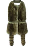 Givenchy Halter Neck Fur Gilet, Women's, Size: 38, Green, Racoon Fur/lamb Skin