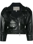 Carolina Herrera - Motorcycle Jacket - Women - Silk/lamb Skin - 8, Black, Silk/lamb Skin