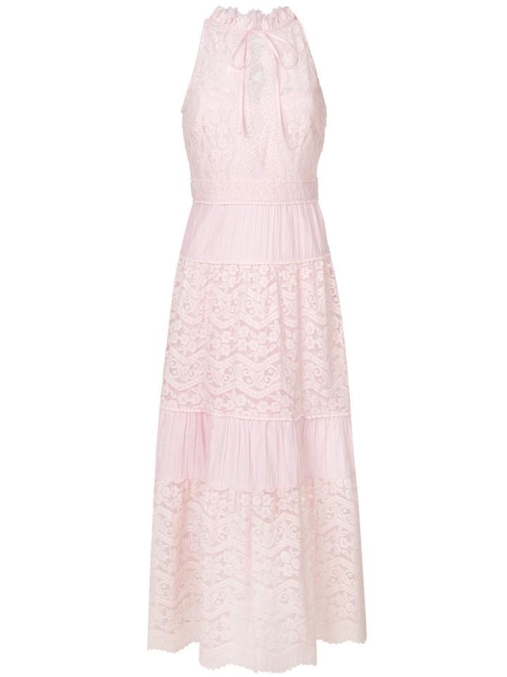 Temperley London Flared Lace Maxi Dress - Pink & Purple