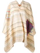 Ermanno Gallamini - Striped Poncho - Women - Linen/flax - One Size, Nude/neutrals, Linen/flax