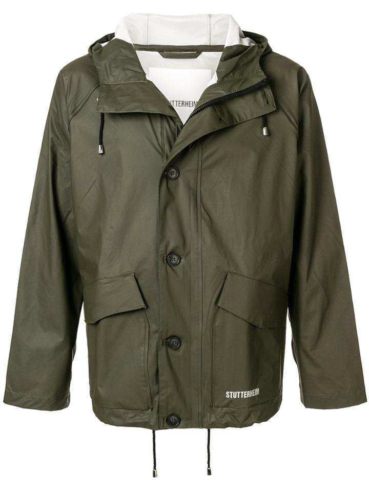 Stutterheim Short Buttoned Coat - Green