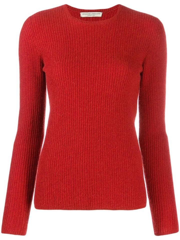 Holland & Holland Waffle Knit Jumper - Red