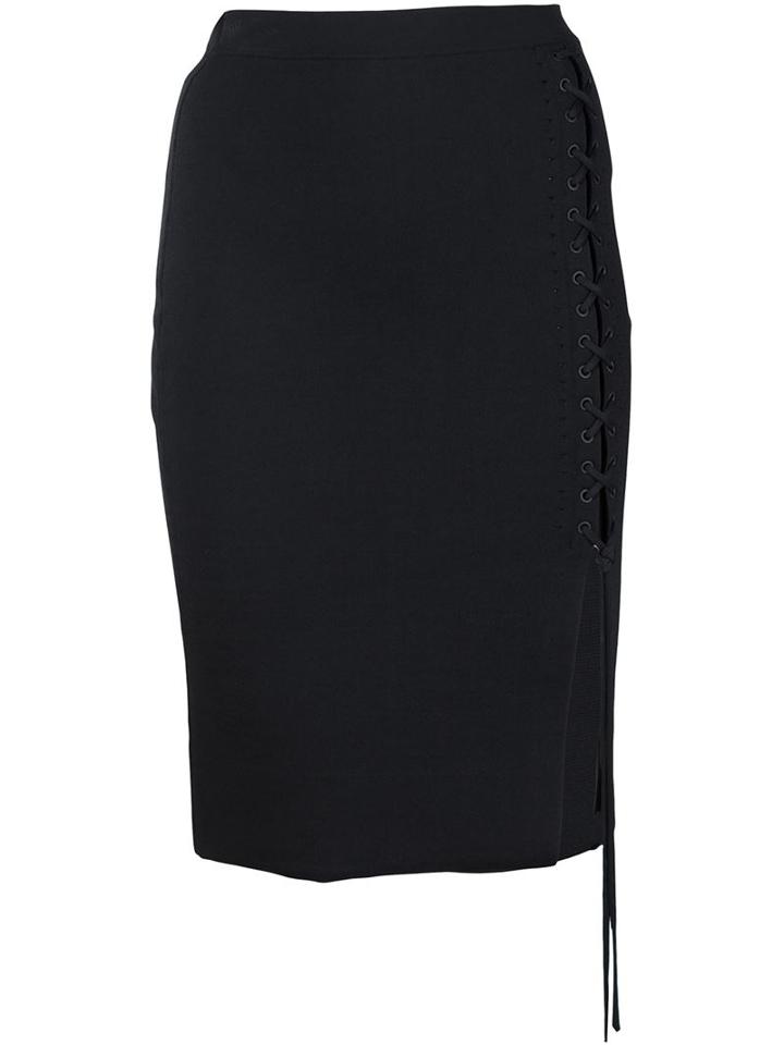 Alexander Wang Lace-up Pencil Skirt, Women's, Size: S, Black, Nylon/spandex/elastane/rayon