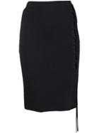 Alexander Wang Lace-up Pencil Skirt, Women's, Size: S, Black, Nylon/spandex/elastane/rayon