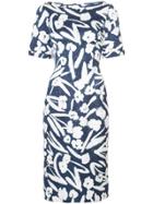 Oscar De La Renta Floral Pencil Dress - Blue