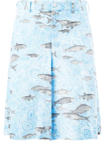 Comme Des Garçons Homme Plus Comme Des Garçons Homme Plus X Fornasetti Fish Print Shirts, Men's, Size: Small, Blue, Linen/flax