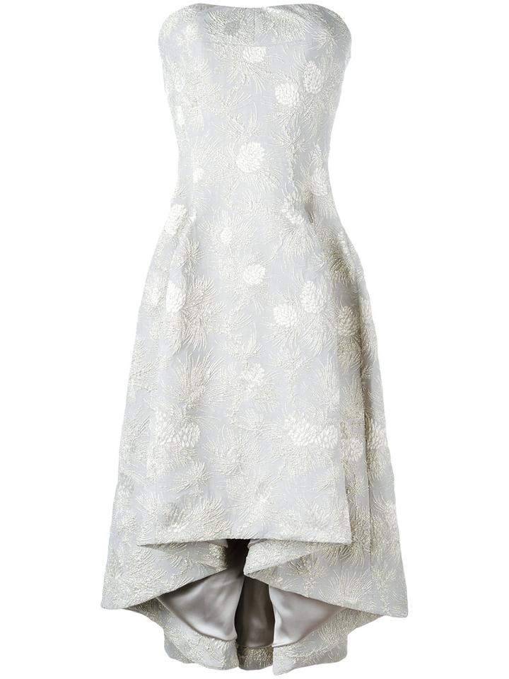 Carine Gilson Bustier Jacquard Dress, Women's, Size: Large, Grey, Spandex/elastane/silk
