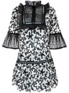 Self-portrait Flower Detail Dress, Women's, Size: 10, Black, Polyester/cotton
