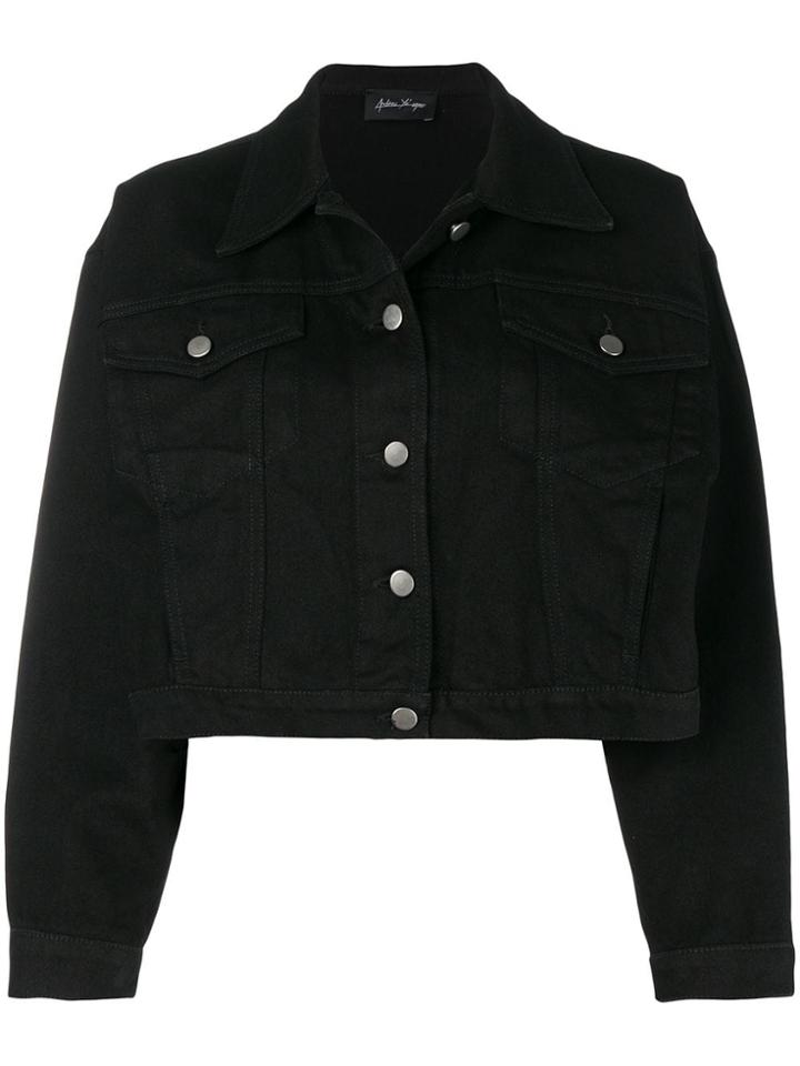 Andrea Ya'aqov Cropped Denim Jacket - Black