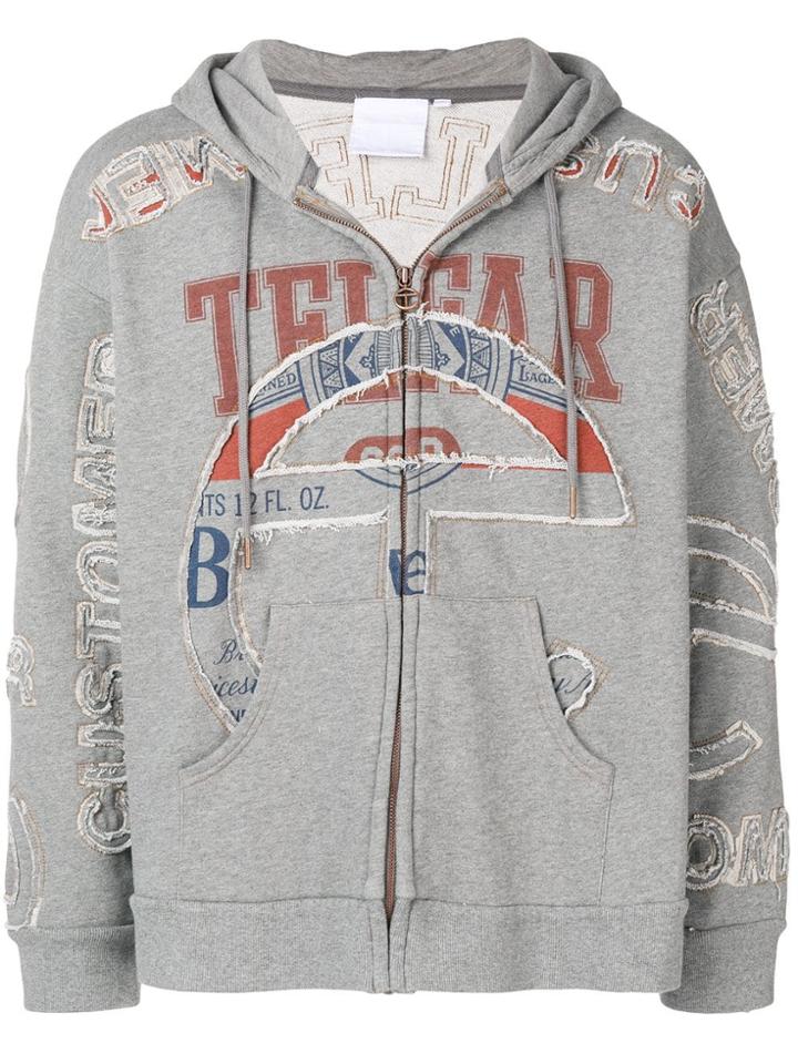 Telfar Logo Print Hoodie - Grey