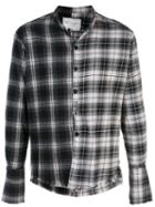 Greg Lauren Asymmetric Plaid Shirt - Black