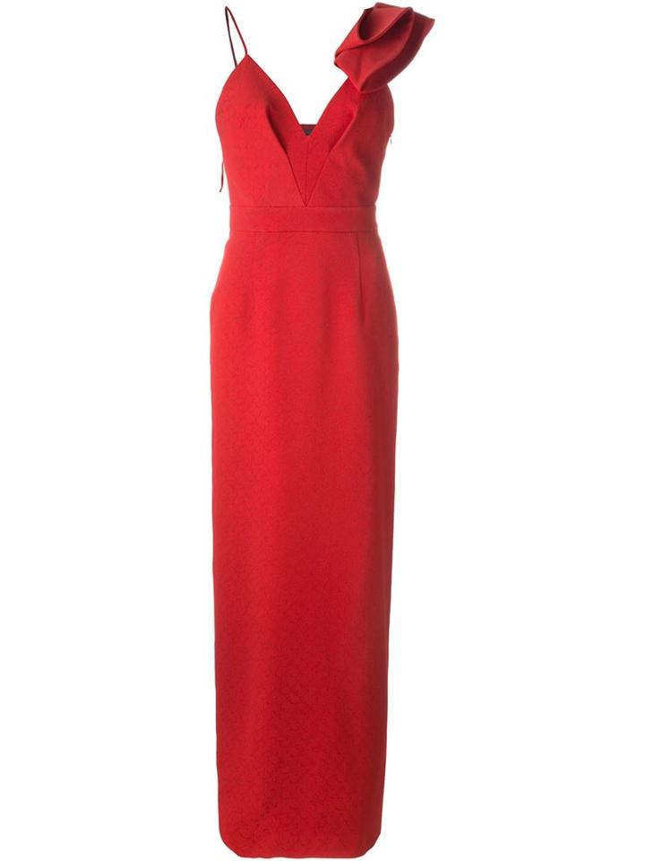 Emanuel Ungaro Floral Jacquard Evening Dress, Women's, Size: 42, Red, Acetate/rayon