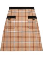 Miu Miu Check A-line Mini Skirt - Neutrals