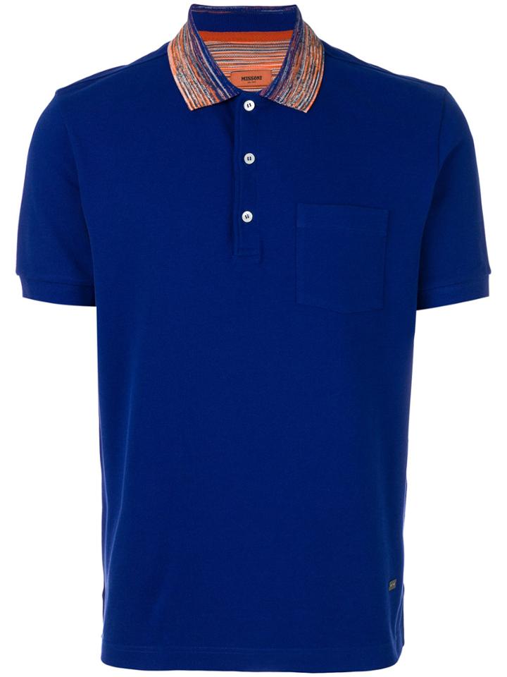 Missoni Contrast Collar Polo Shirt - Pink & Purple