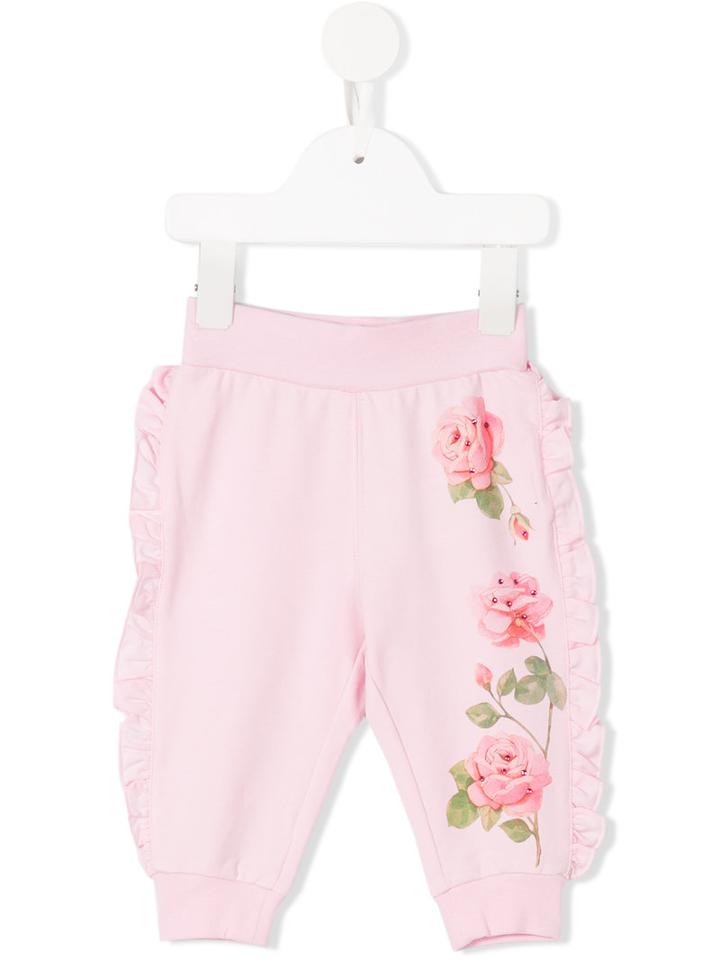 Monnalisa - Embellished Track Pants - Kids - Cotton/spandex/elastane/viscose - 12 Mth, Pink/purple