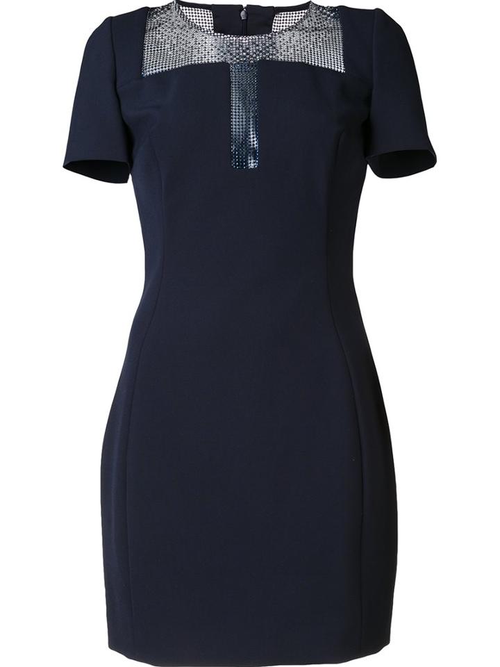 Versace Collection Shortsleeved Fitted Dress, Women's, Size: 42, Blue, Cotton/polyester/spandex/elastane/viscose