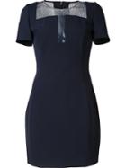 Versace Collection Shortsleeved Fitted Dress, Women's, Size: 42, Blue, Cotton/polyester/spandex/elastane/viscose