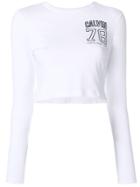 Calvin Klein Jeans Cropped Logo Embroidered Top - White