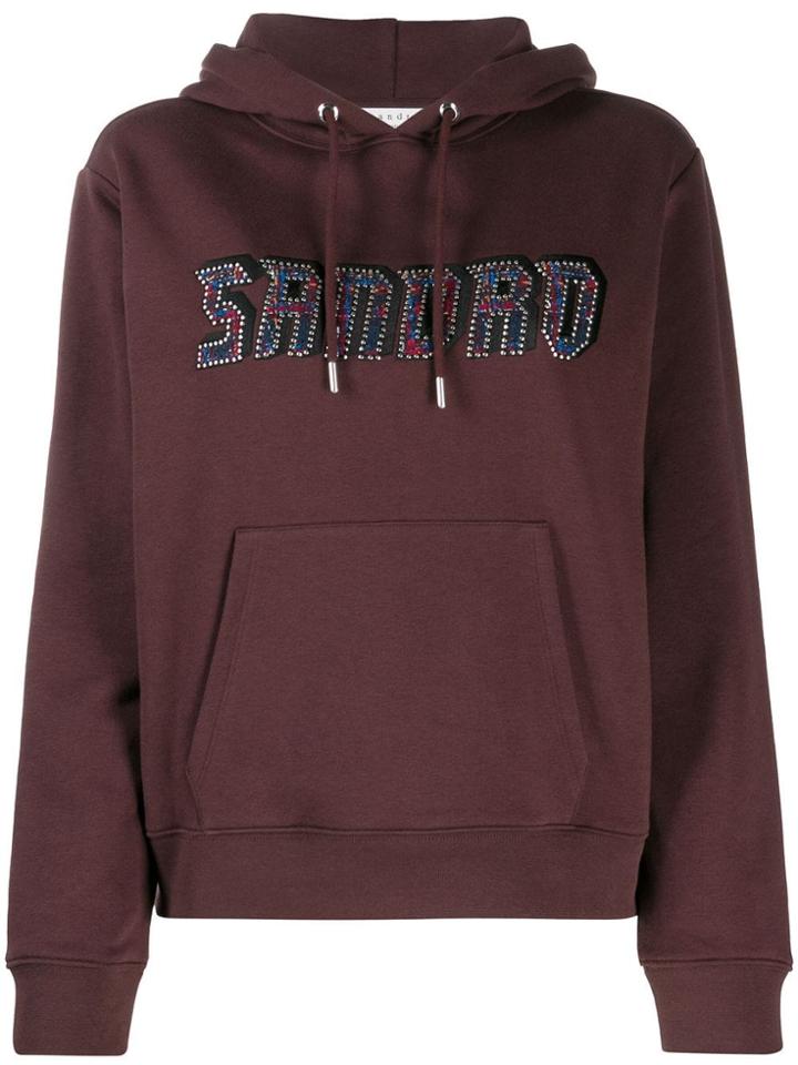 Sandro Paris Logo Embroidered Hoodie - Purple