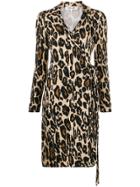 Diane Von Furstenberg Leopard Print Shirt Dress - Brown
