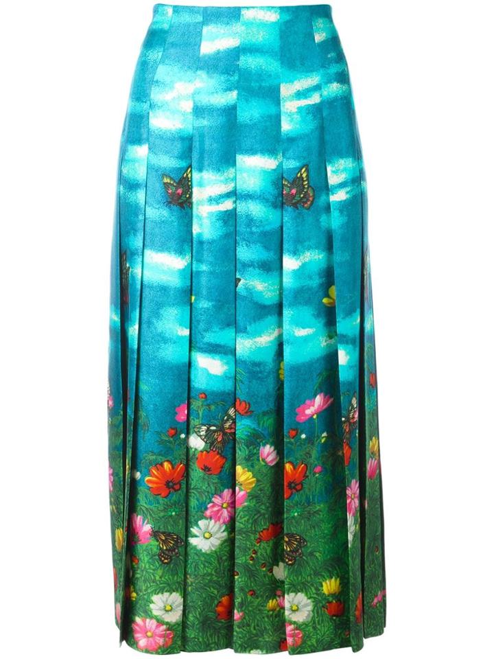 Aspesi Pleated Tartan Skirt - Blue